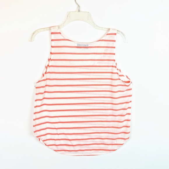 WILDFOX Basic Coral & White Striped Peony Hiker Tank Top - Picture 4 of 5